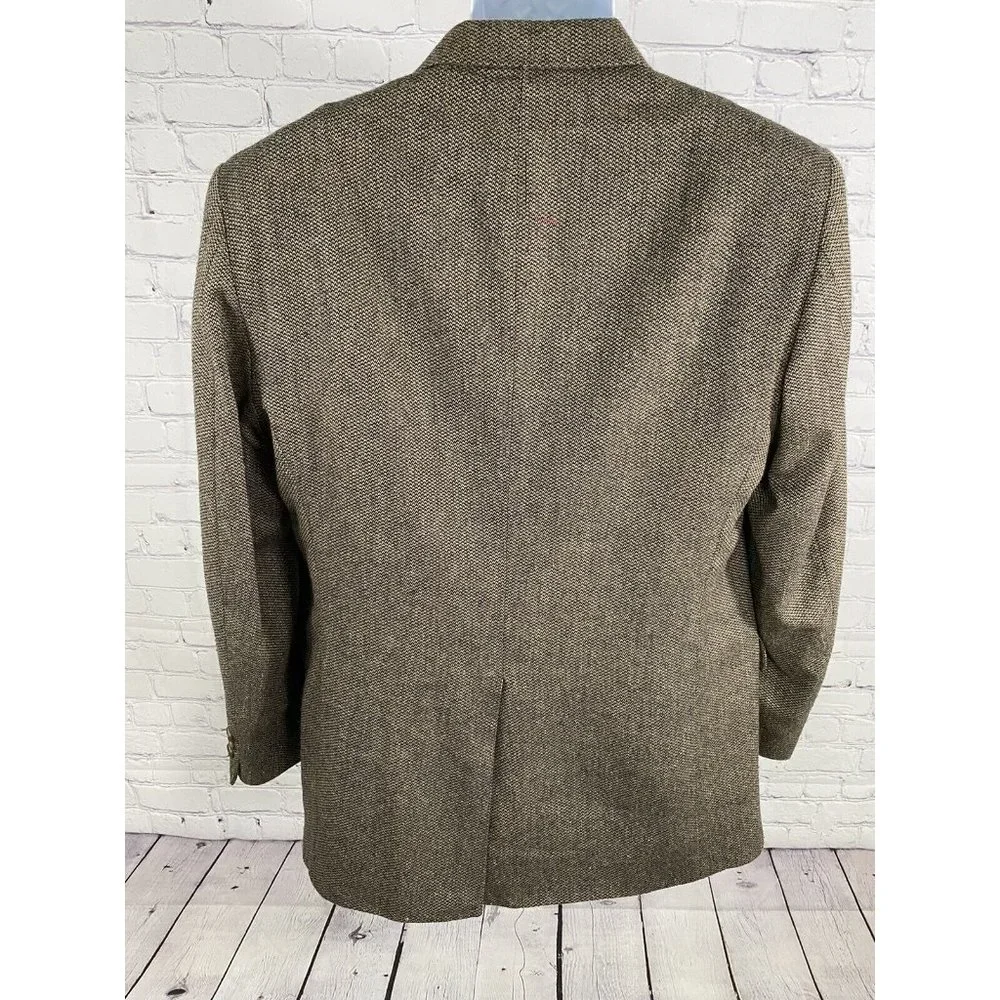 Towncraft Black Brown Woven Polyester/Wool/Silk/ 2 Button Blazer Jacket 40R